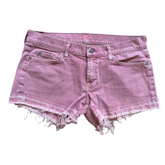 7 For All Mankind Pants - 7 for All Mankind Faded  Distressed Frayed Hem Jean Shorts